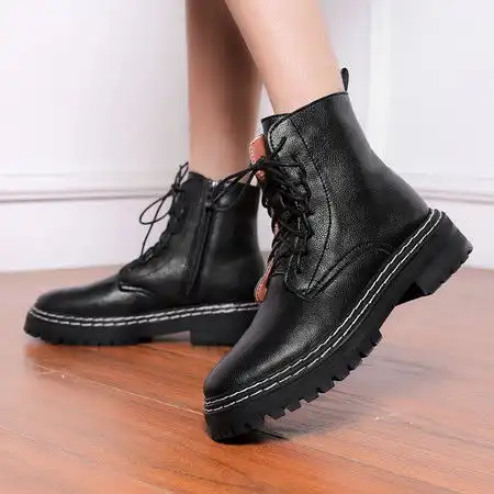 马丁靴女2019新款帅气短靴英伦风厚底秋冬加绒机车网红显瘦女靴
