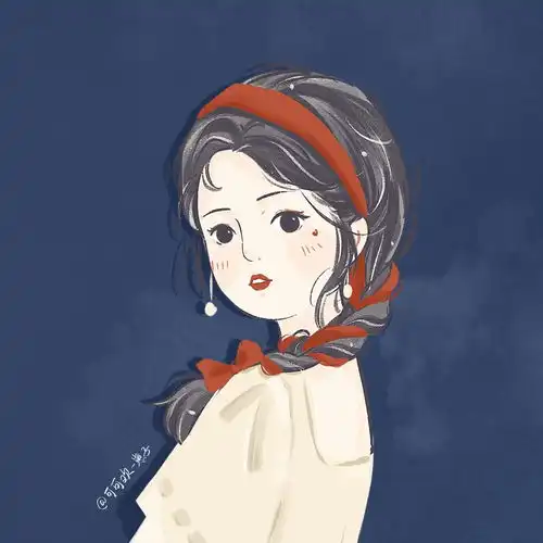 复古女孩插画少女头像