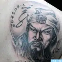 关公头像纹身,社会关公纹身男头像,霸气彩色关公纹身图案大全