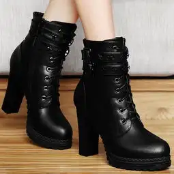 百年纪念1141粗跟短靴女马丁靴冬季新款加绒女靴子防水台高跟棉鞋