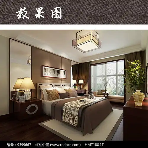 舒适中式元素卧室效果图