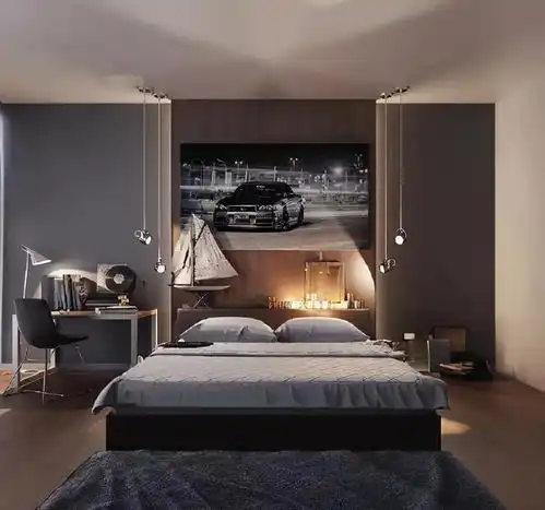 男士卧室怎么装这样设计,沉稳大气又有创意