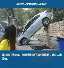 一周车事囧图女司机刹车当油门开车骑上suv