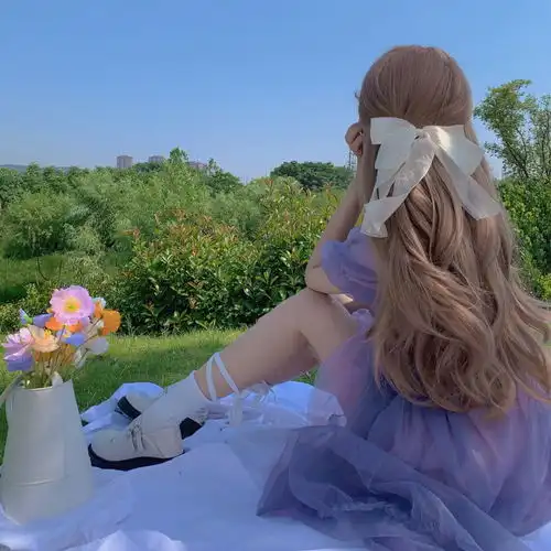 头像超仙不露脸蝴蝶结女孩女头像系列3