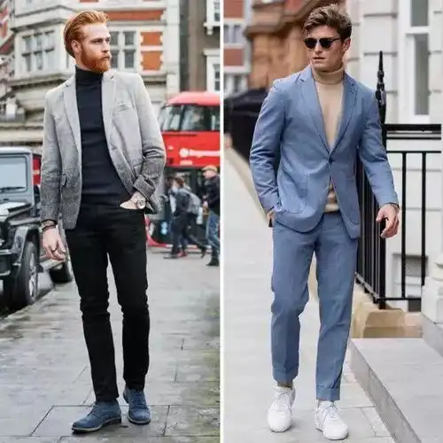 男士高领羊毛衫搭配西装绅士型男范魅力值max