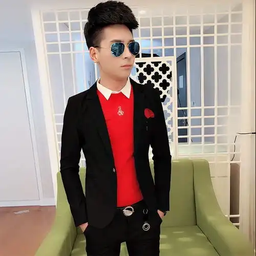 西服套装男三件套休闲纯色小西装韩版修身正装新郎帅气结婚礼服潮