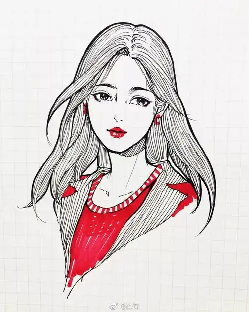 她的插画真美简洁风手绘头像有木有被惊艳到