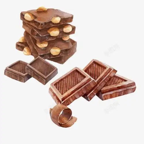巧克力块手绘画片平面电商创意素材榛子素材