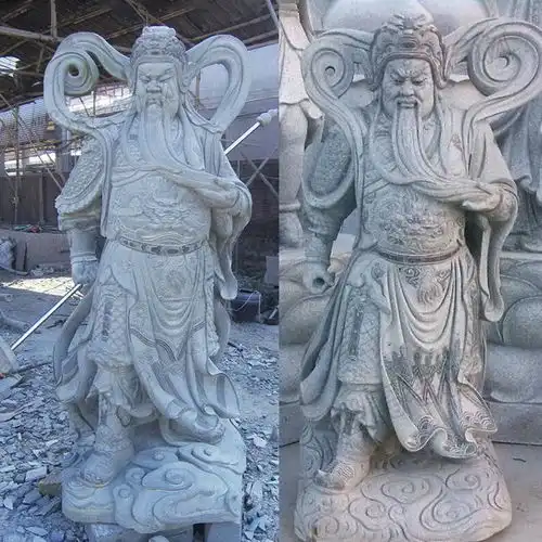 惠安白麻雕刻关羽神勇的石雕关羽图片